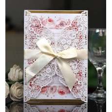Wedding Invitation Rectangle Lace Invitation Laser Cut Paper Celebration Invitation